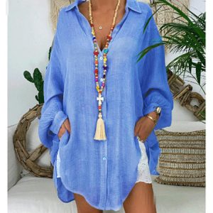 Solid-Color Button-Front Shirt