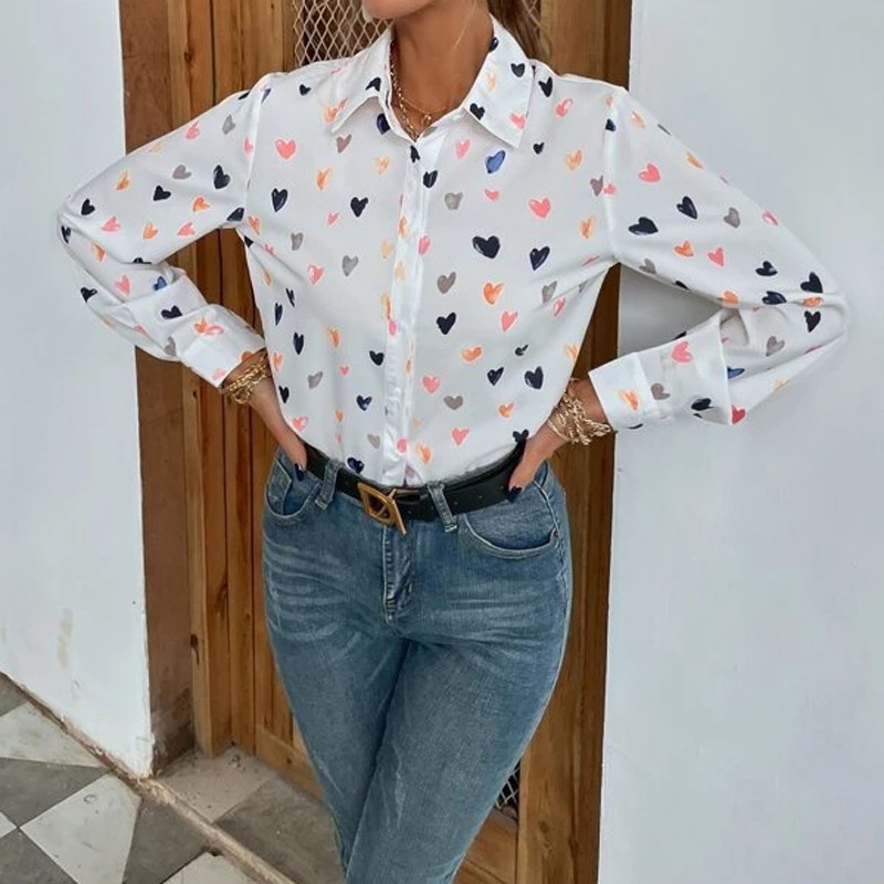 Women's Fashion Printed Long-Sleeved Shirt with Butterfly Print Collar, Available on AliExpress for European and American Exports - Image 5