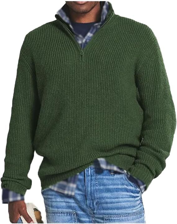Amazon Independent Station 2023 Autumn and Winter New European and American Foreign Trade Men's Business Casual Loose Zipper Stand Collar Sweater - Image 9