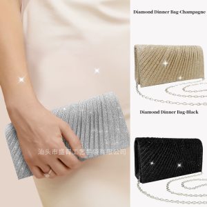 Spot wholesale Amazon pleated evening party bag mini clutch small exquisite glitter bag female