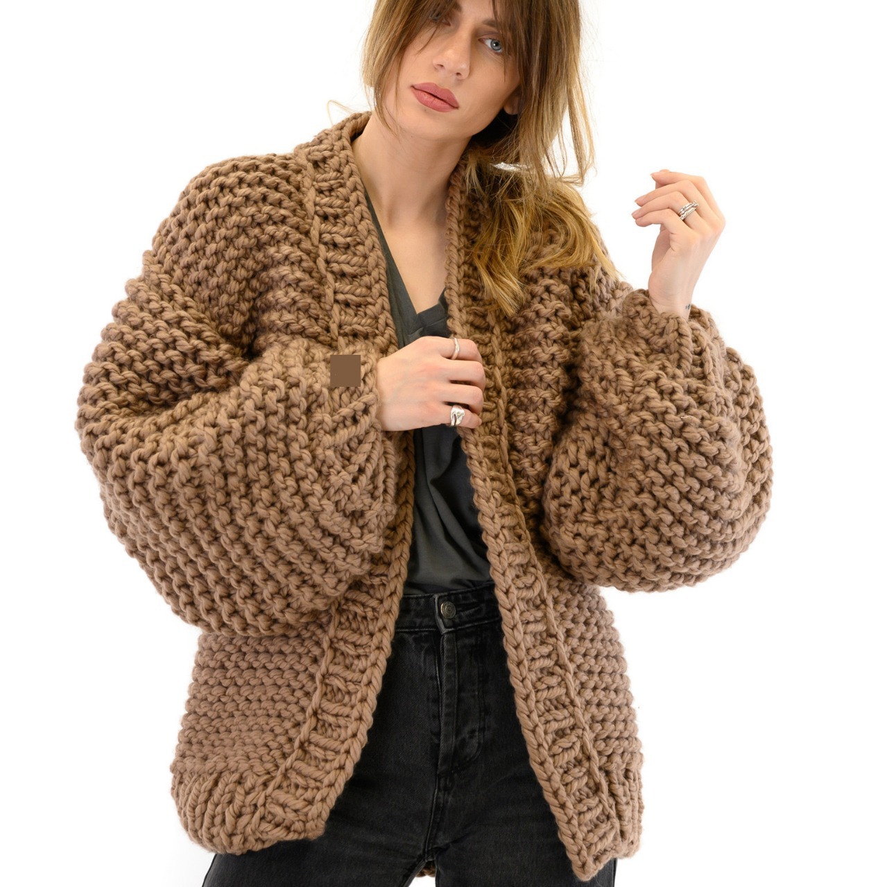 In stock, autumn/winter hand-knitted, relaxed-fit coat from Amazon, a popular cross-border e-commerce sweater among European and American bloggers. - Image 5