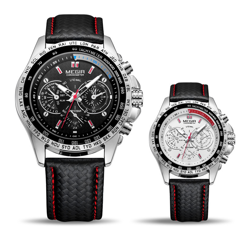 MEGIR cross-border hot sale wholesale waterproof watch for men fake eye decoration six-pin sports watch - Image 5