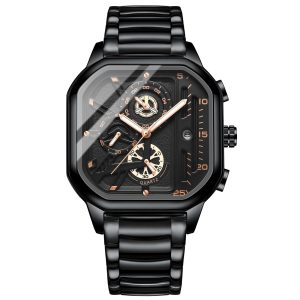 2022 New Black Warrior Square Men's Watch Authentic Student Light Luxury Non-Mechanical Quartz Watch Cross-Border Live Broadcast