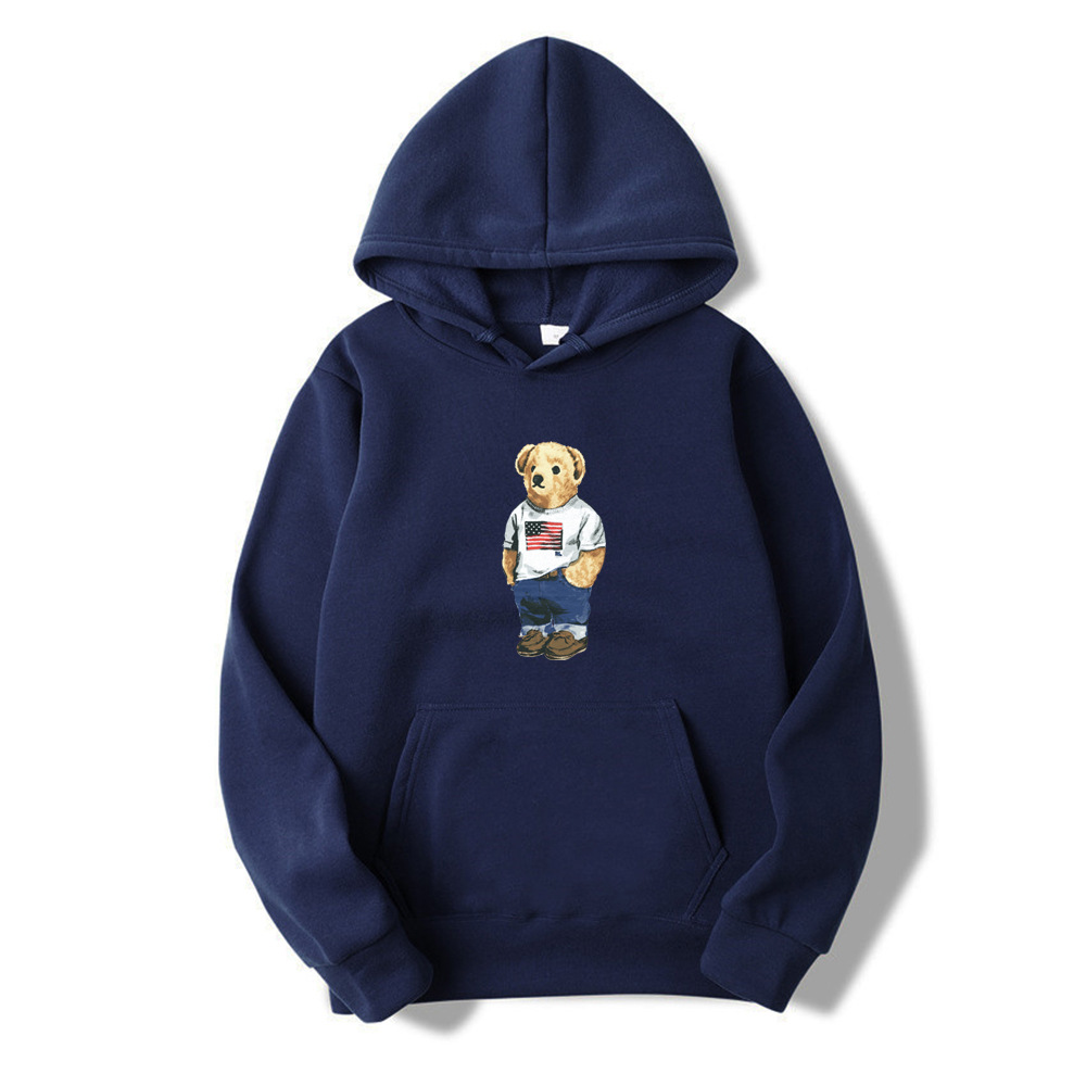 Bear print spring and autumn 2021 thickening new leisure sports hooded long-sleeved sweater AliExpress - Image 19