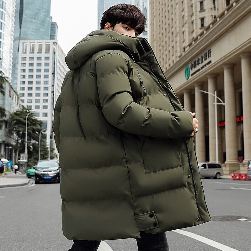 Cross-border M-8XL Plus Size Mid-Length Cotton-padded Jacket Men's Winter Loose Hooded Cotton-padded Jacket Warm Overcoat Thick Cotton-padded Coat - Image 3