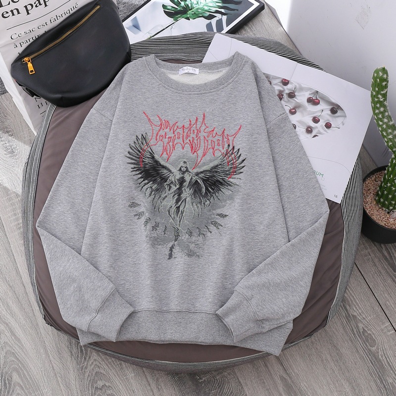 AliExpress wish cross-border new long-sleeved round neck loose street dark Harajuku fleece Y2K sweater - Image 6