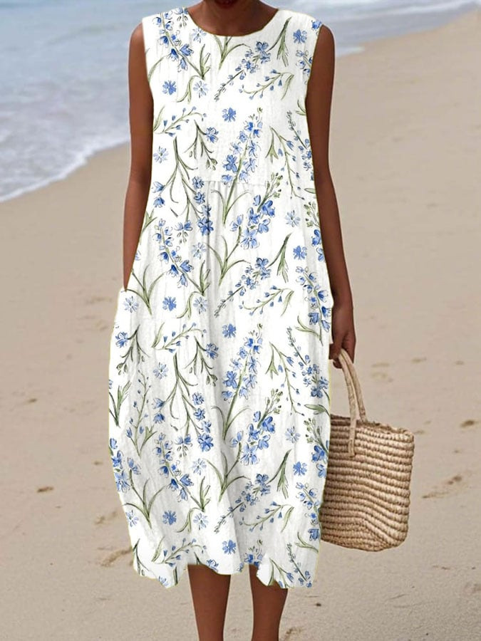2025 European and American spring and summer new sleeveless casual printed temperament long dress slim small fresh casual dress - Image 32