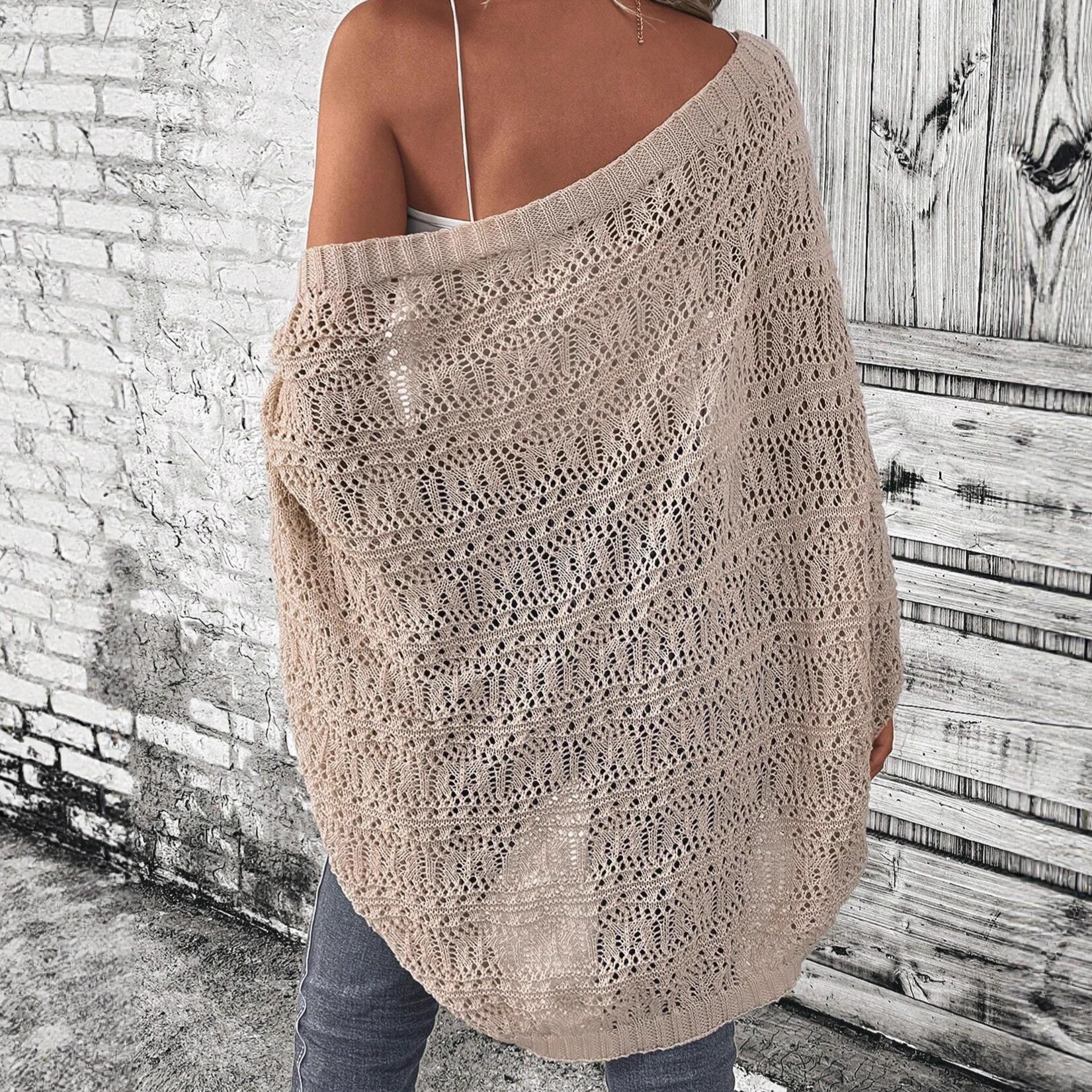 Spring AliExpress Independent Website Hollow-out Batwing Sleeve Cardigan Sweater Jacket Cross-border European and American Foreign Trade Independent Website - Image 2