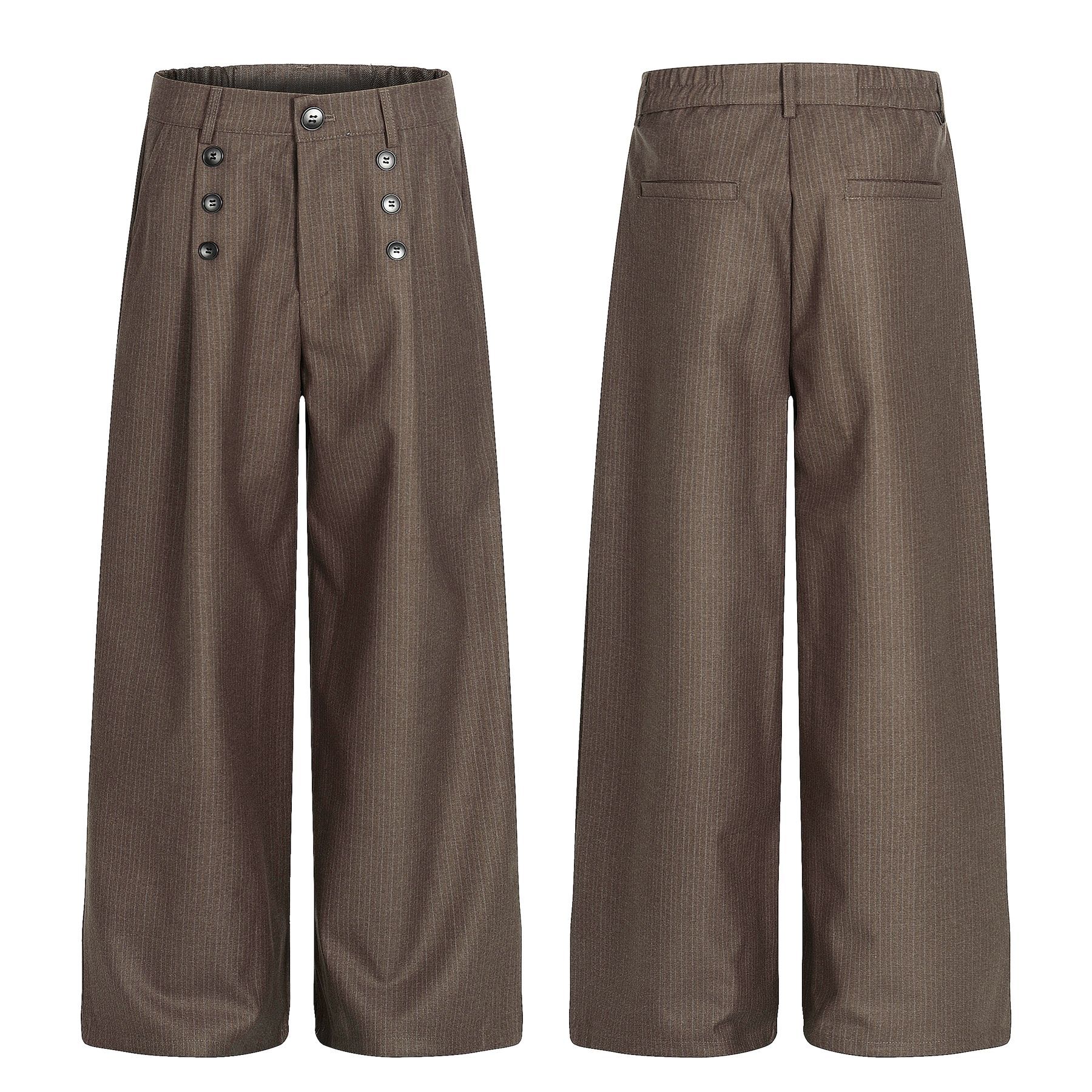 C935 American High Street Retro Style Men's Bamboo Pattern Premium Design, Loose Wide-Leg Casual Dress Pants - Image 4