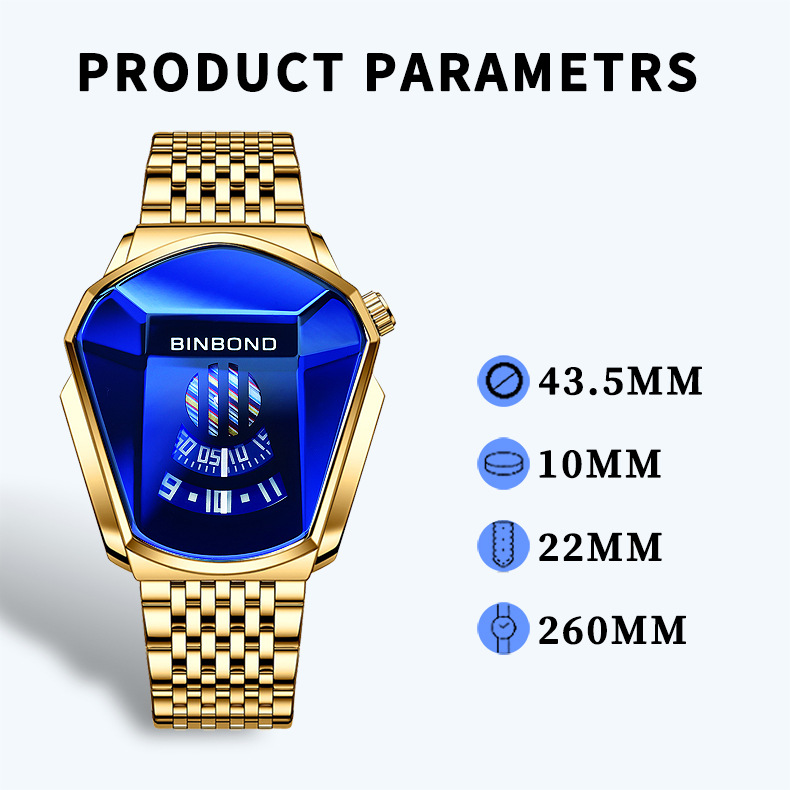 Cross-border shrimp skin men's watch trend shopee watch style locomotive concept watch men's live black technology watch - Image 9