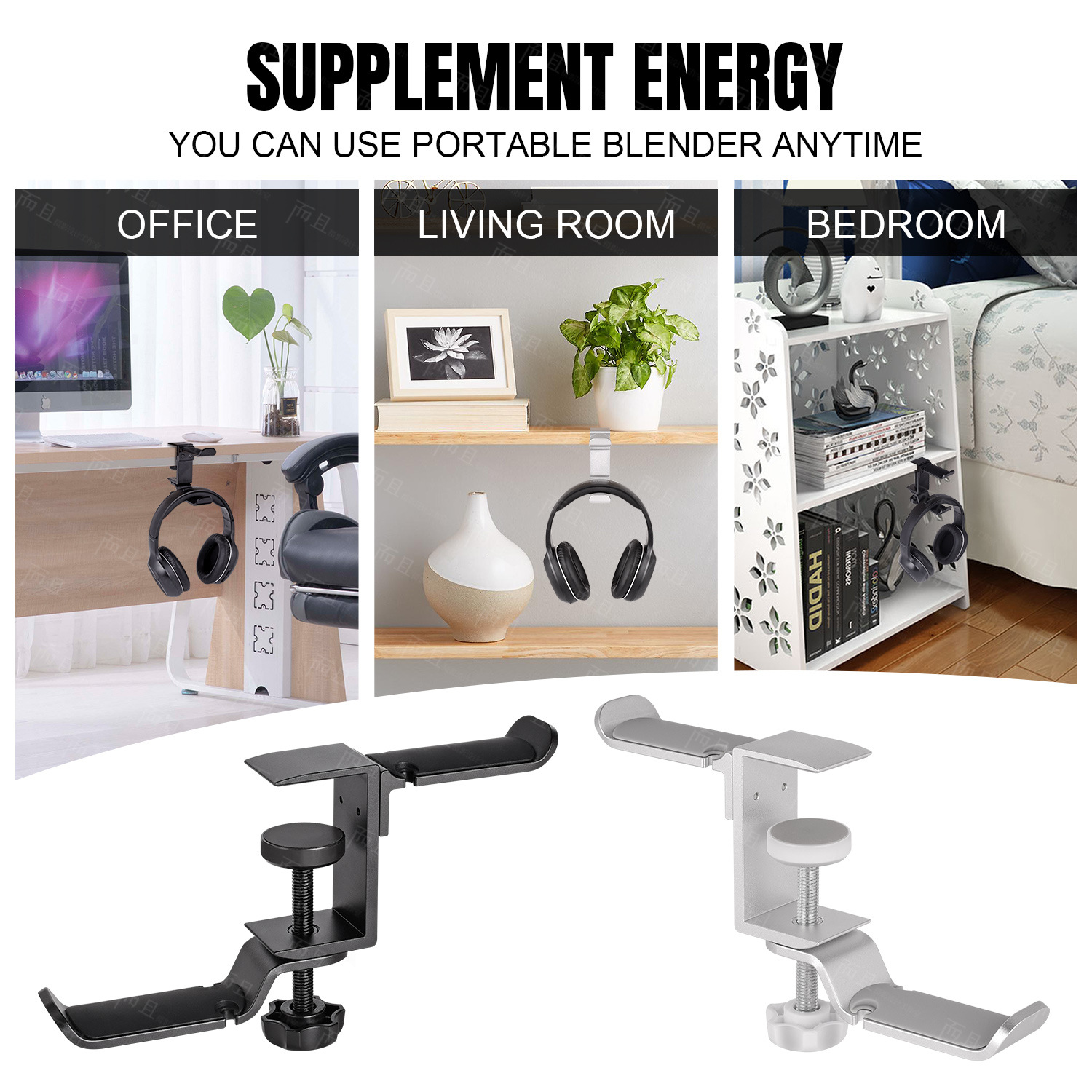 Universal Headphone Stand, Over-ear Metal Headphone Holder, Aluminum Alloy Desktop Hanging Clip, Double-layer Headphone Hanger, Headphone Stand - Image 5