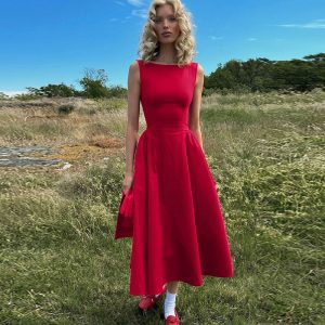 Sleeveless Pleated-Back Dress