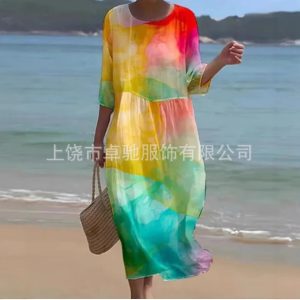 Women's Printed Long-Sleeve Dress