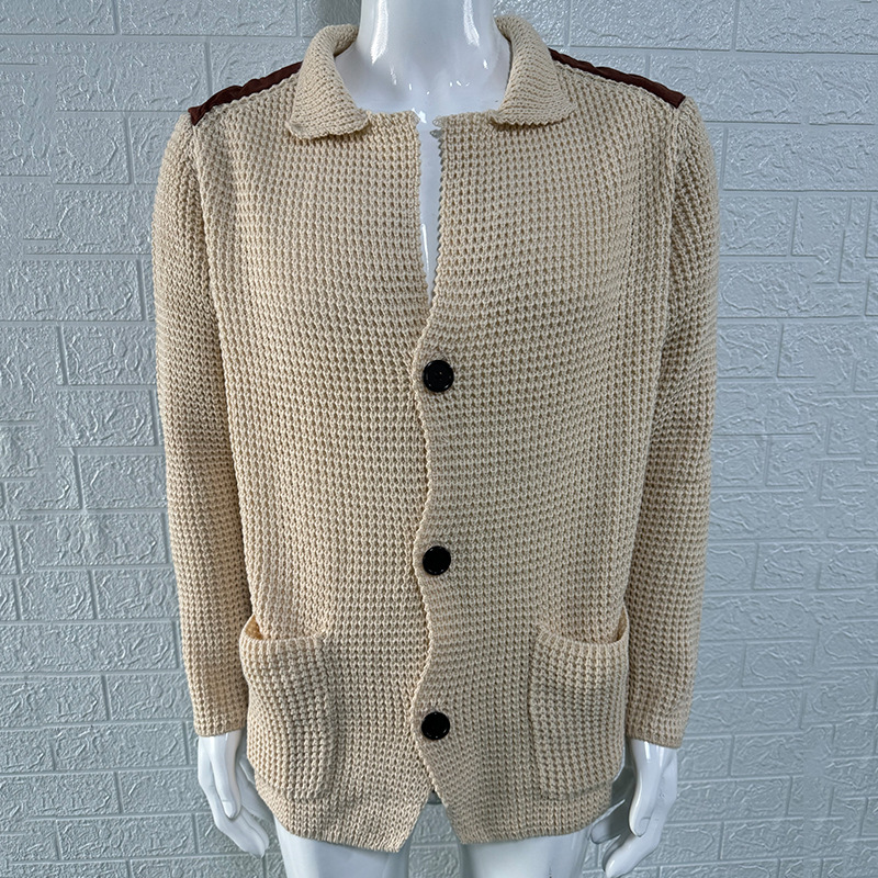 2025 Autumn/Winter New Slim Fit Cardigan with Lapel Collar, Long Sleeve, Knitted Outerwear, Cross-border European and American Plus Size Men's Sweater - Image 11