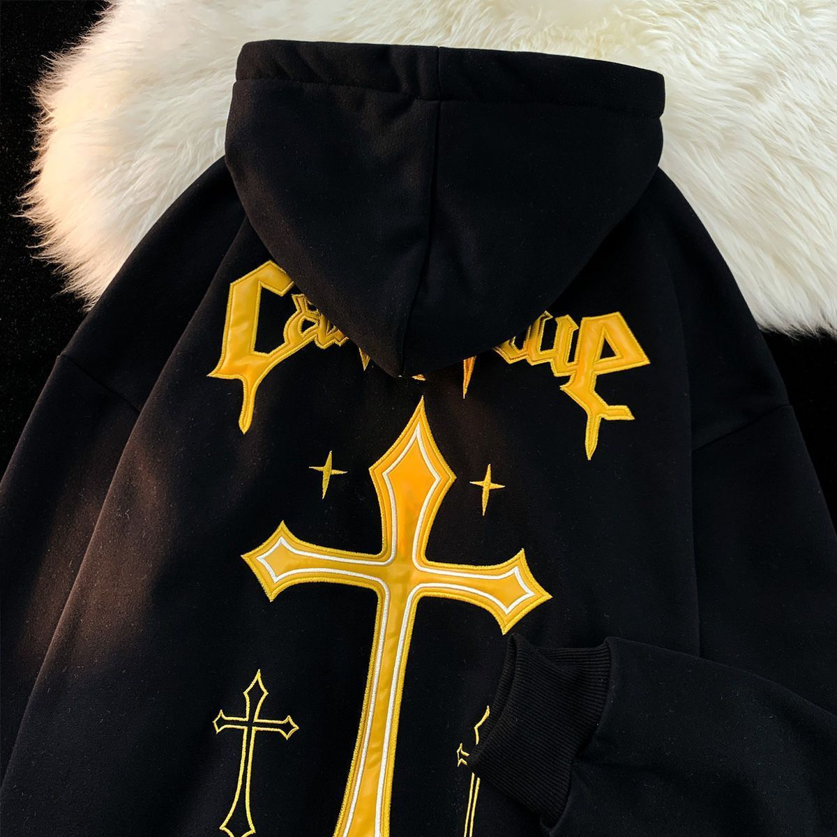 100% cotton hooded sweatshirt for women in autumn American trendy brand couple versatile plus velvet sweatshirt jacket for women in autumn - Image 3