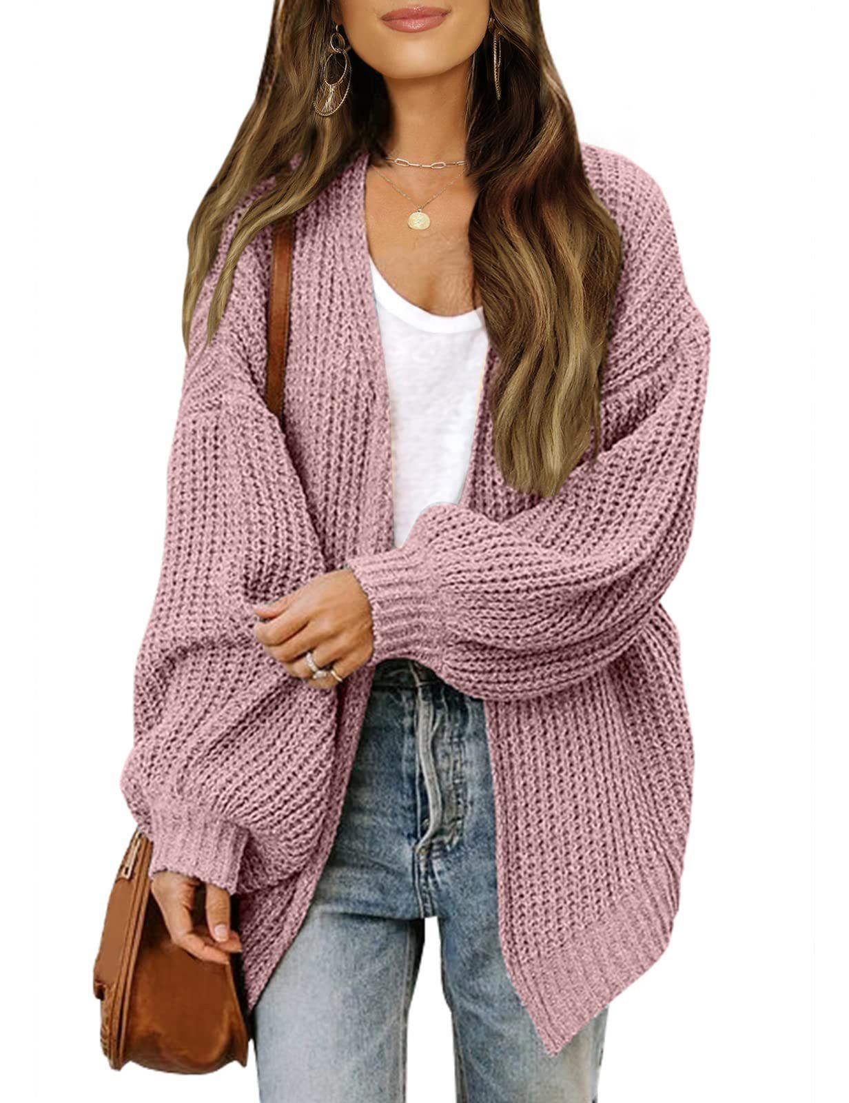 Amazon export women's lantern sleeve chunky knit cardigan 2026 autumn and winter new pocket knit sweater women's coat - Image 15