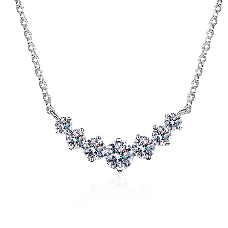 S925 sterling silver pendant for women, plated with Pt950, featuring a 1.7-carat D-color moissanite design inspired by the Seven Princesses necklace, in a traditional Chinese style. - Image 5