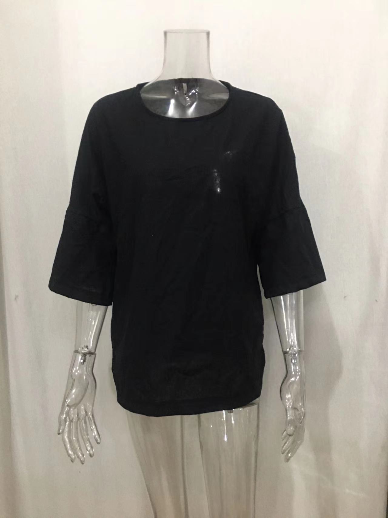 2026 Wish, EABI, Amazon New Arrival Women's Three-Quarter Sleeve Round Neck Cotton Linen Shirt Top - In Stock - Image 15