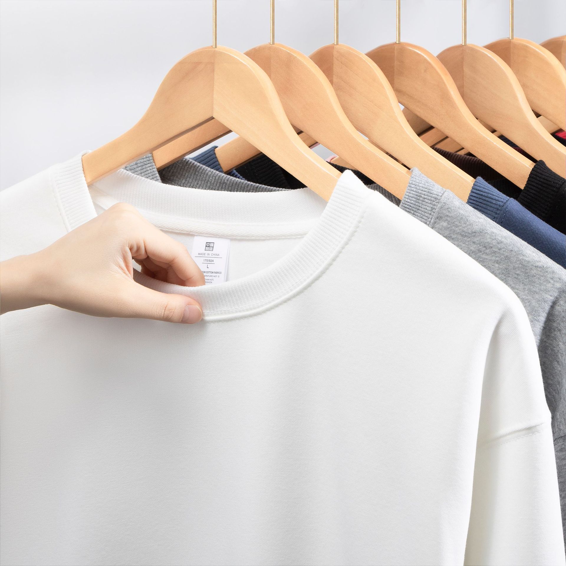 Cross-border European and American heavy loose solid color men's round neck blended cotton double-sided sweater women's Korean version of casual long sleeve couple - Image 3