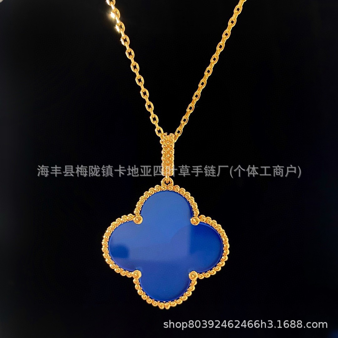 Vanke high-end four-leaf clover necklace for women, thickly plated with 18k rose gold and red agate, CNC engraving craftsmanship. - Image 7