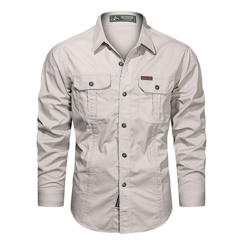 2024 Spring and Autumn New Shirt Men's Long Sleeve Cotton Casual Solid Color Shirt Middle-aged and Young Worker Slim Jacket - Image 11