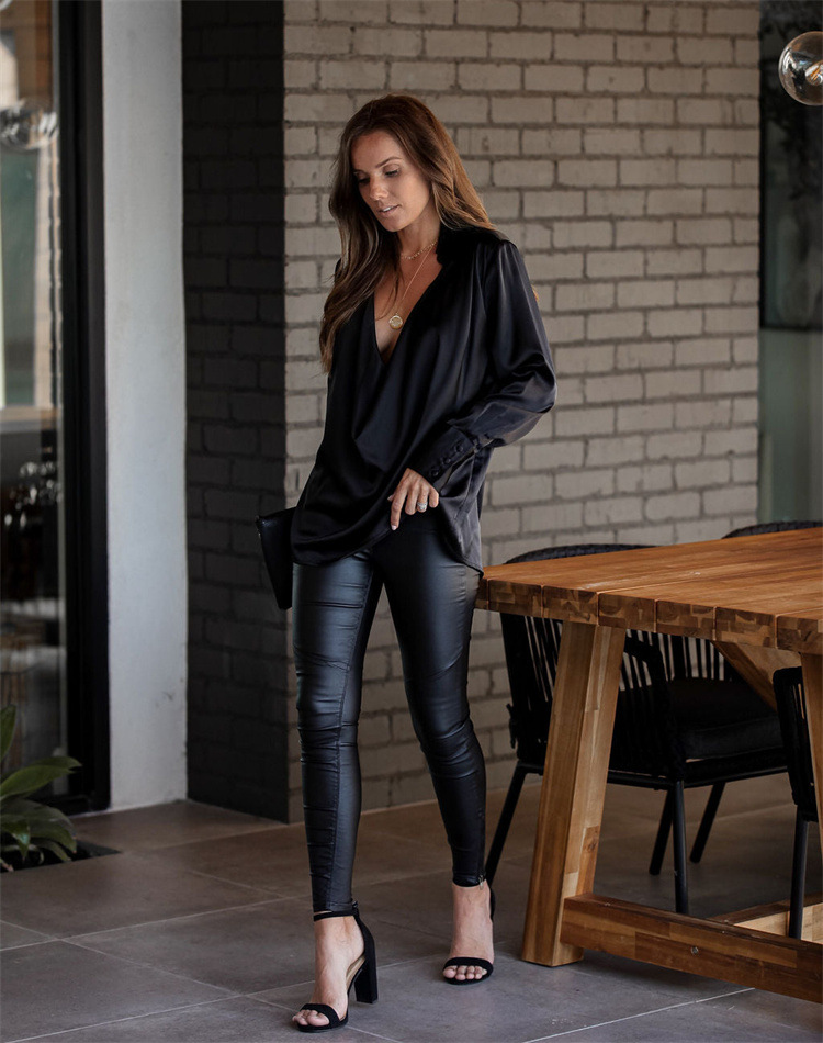 Spot! Cross-border new European and American women's Amazon spring and autumn temperament commuter long-sleeved fashion all-match pullover shirt - Image 4