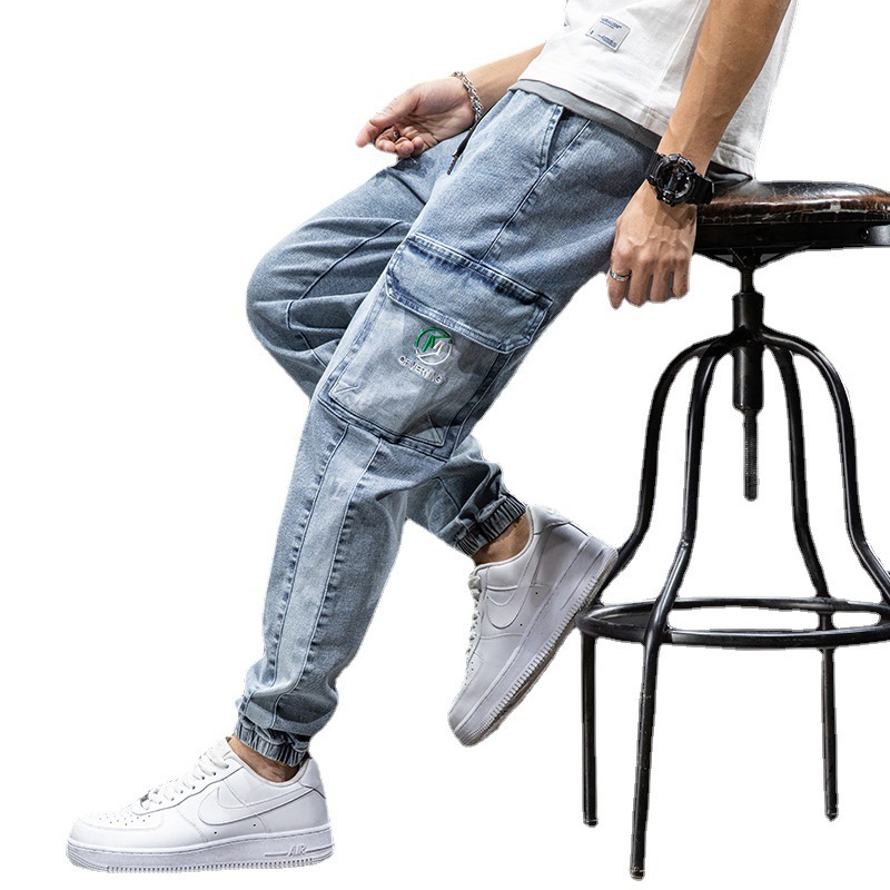 Men's jeans spring new Korean style casual trousers men's trousers trendy brand loose overalls leggings large size men's trousers - Image 7