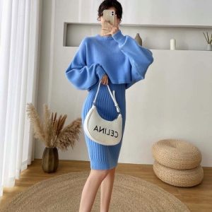 Suspender skirt suit autumn and winter new sweater dress two-piece dress other real shots and models in stock
