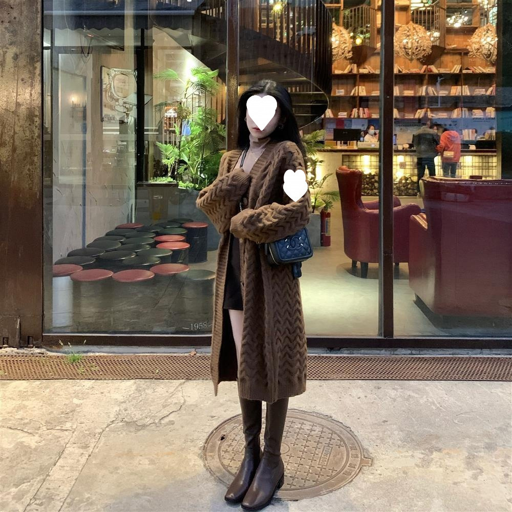Women's Cardigan, Mid-Length, Spring/Winter New Style, Loose Fit, Korean Style, Elegant and Slimming Knitwear Coat Top - Image 2