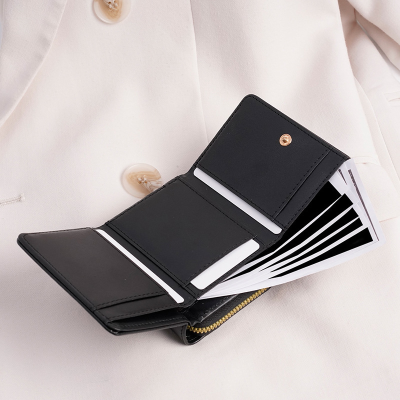 Credit card ID card cash wallet women's wallet small wallet short wallet card holder zipper wallet multi-layer trifold - Image 2