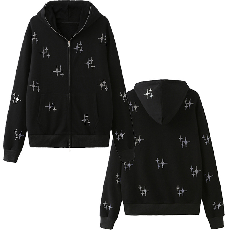 wish cross-border supply batch hoodie sweater bone dark y2k zipper plus velvet clothes - Image 9
