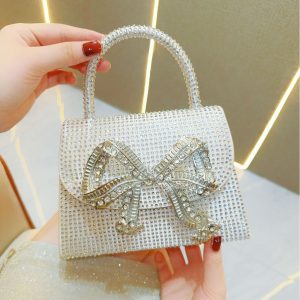 New cross-border foreign trade fashion celebrity banquet bag water diamond full diamond evening bag silk satin shoulder messenger bag