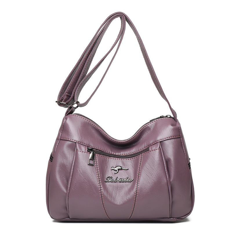 Soft leather bag women 2021 new trendy mother bag large capacity fashion atmosphere middle-aged and elderly mother-in-law single shoulder Messenger bag - Image 2