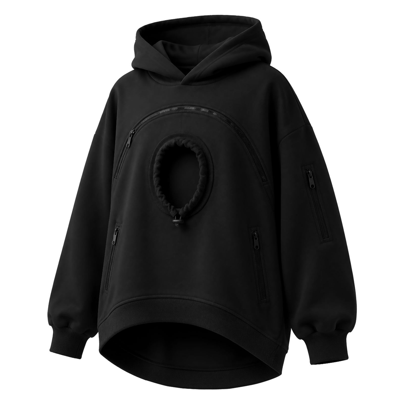 Cross-border women's hooded sweatshirt with pet cat pocket, casual style, long-sleeved hooded fleece-lined top with zipper. - Image 11