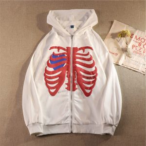 2023 skull print zipper long-sleeved jacket