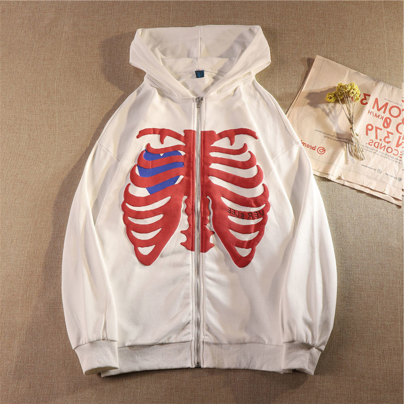 2023 skull print zipper long-sleeved jacket