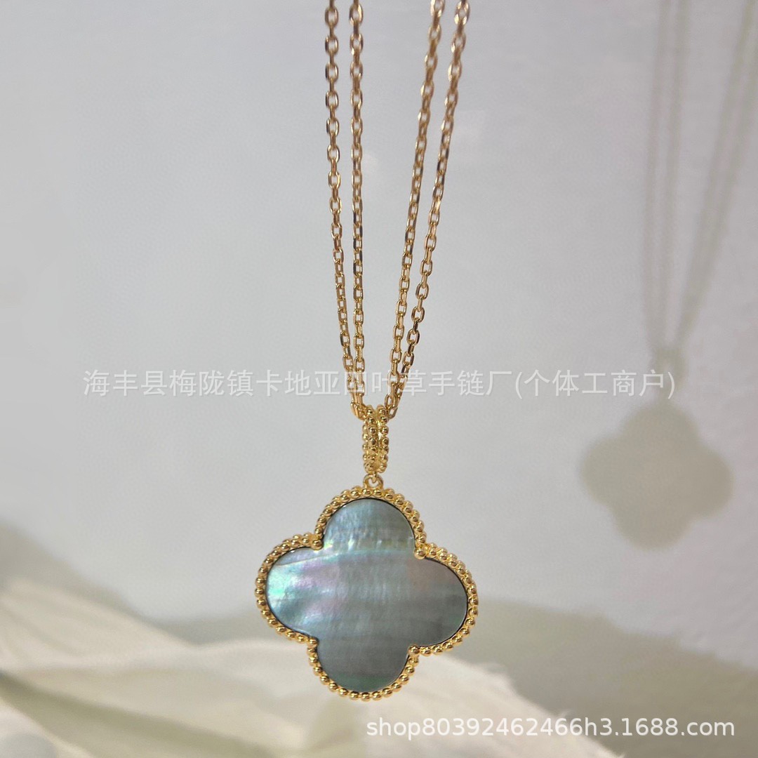 Vanke high-end four-leaf clover necklace for women, thickly plated with 18k rose gold and red agate, CNC engraving craftsmanship. - Image 19