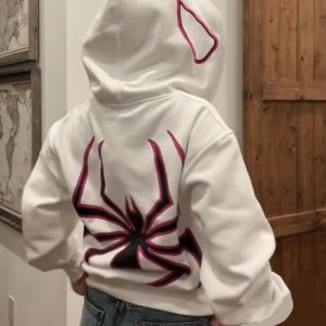 2023 European and American Dark Sweatshirts Men and Women Hoodies Goth Couples Harajuku Large Size Spider Print Zipper Sweatshirts