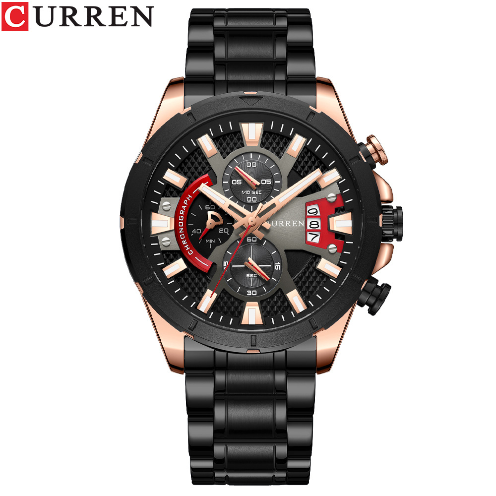 Curren/Careen 8401 Men's Watch Six Hand Watch Quartz Watch Steel Band Watch Calendar Men's Watch - Image 8