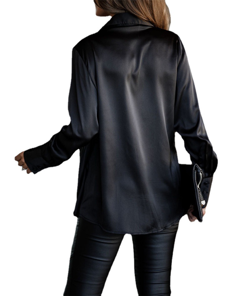 Spot! Cross-border new European and American women's Amazon spring and autumn temperament commuter long-sleeved fashion all-match pullover shirt