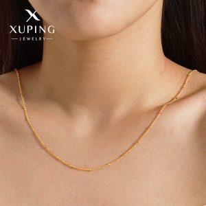 Xuping Jewelry European and American style INS brass fine bead necklace for women, minimalist fashion, layered clavicle chain jewelry wholesale for women.
