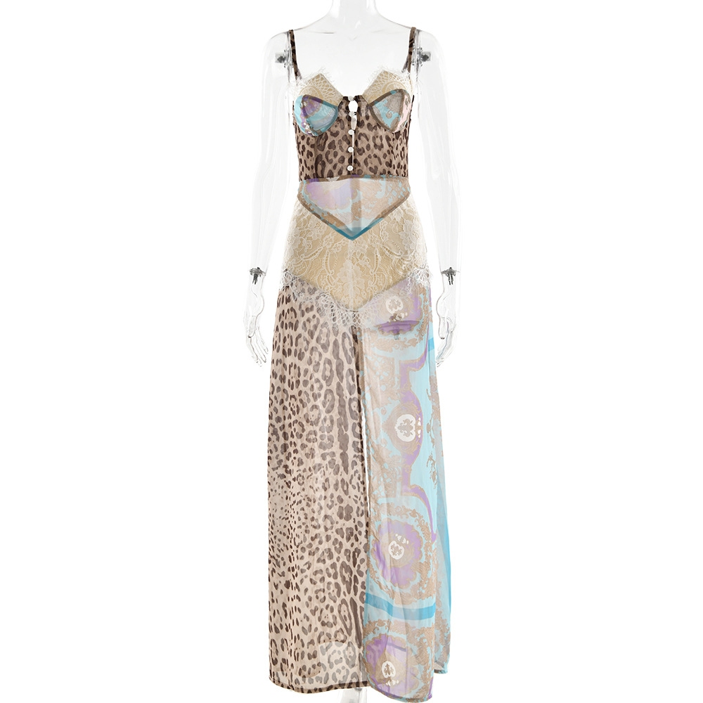 Amazon 2025 Summer Sexy Women's Suspender Maxi Dress, European and American Hot Girl Slit Strapless Chiffon Dress - Image 7
