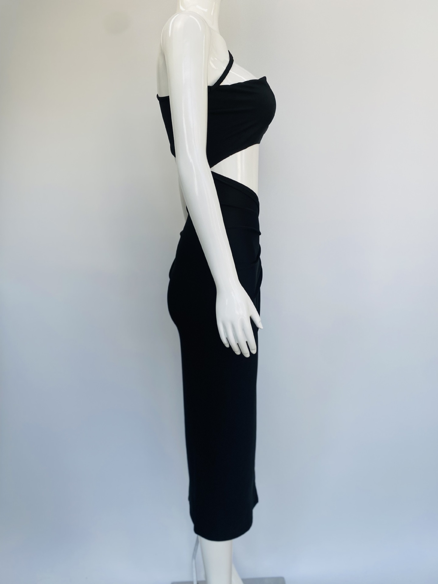Z22DS005 Spring and Summer European and American Sexy Vacation Beach Waist Midi Dress Temperament Slit One-Shoulder Dress - Image 7