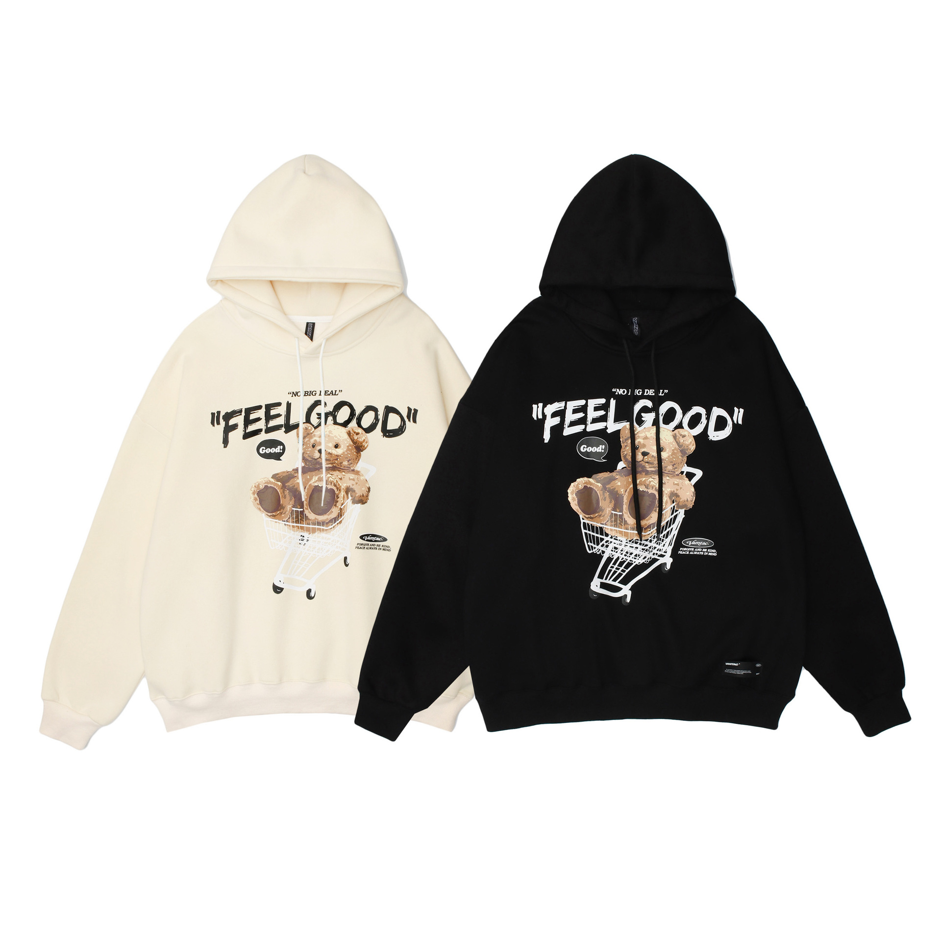 VAMTAC2021 autumn and winter new European and American street fun puppet bear print tide brand couple loose hooded sweater - Image 4