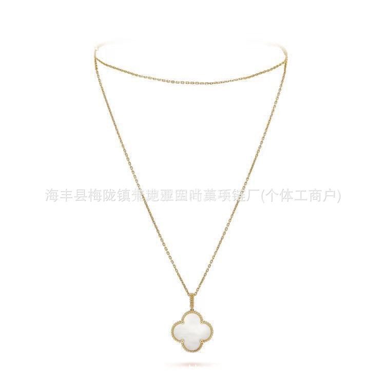 Vanke high-end four-leaf clover necklace for women, thickly plated with 18k rose gold and red agate, CNC engraving craftsmanship. - Image 8