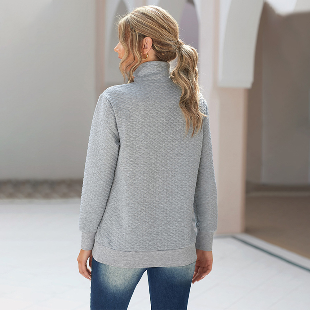 Amazon autumn and winter new solid color stand collar sweater women's European and American foreign trade casual long-sleeved pullover top 2533489 - Image 2