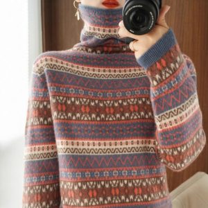 Women's Fair Isle Jacquard Turtleneck Sweater