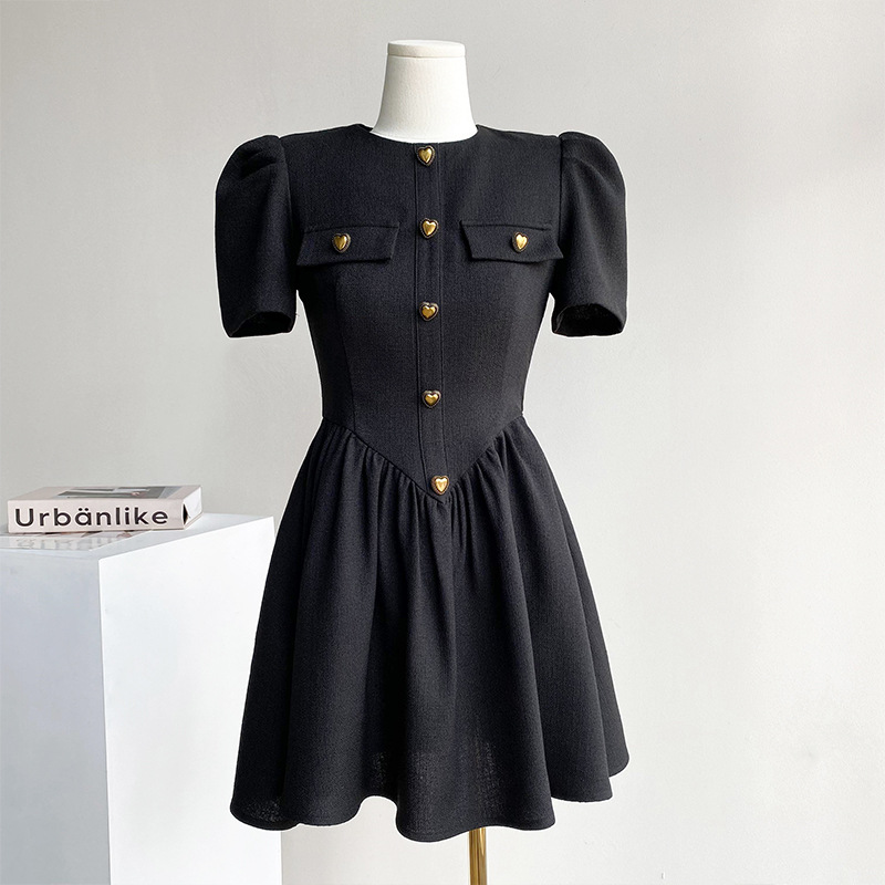 French retro small fragrance style temperament lady dress 2023 new style niche design waist slimming A-line skirt - Image 2
