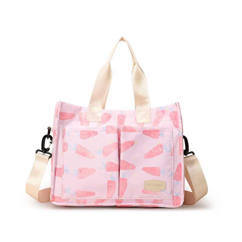 Mommy bag printed spring cherry color fashionable mother and baby bag for traveling light and large capacity crossbody mommy bag - Image 11