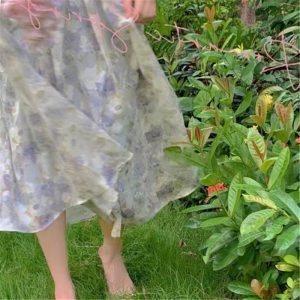Suspender floral dress women's summer new French niche oil painting style super fairy forest first love waist long skirt